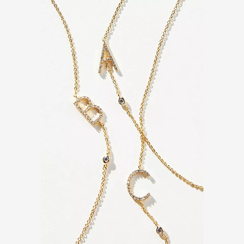 Anthropologie Delicate Monogram Necklace in Letter "C"